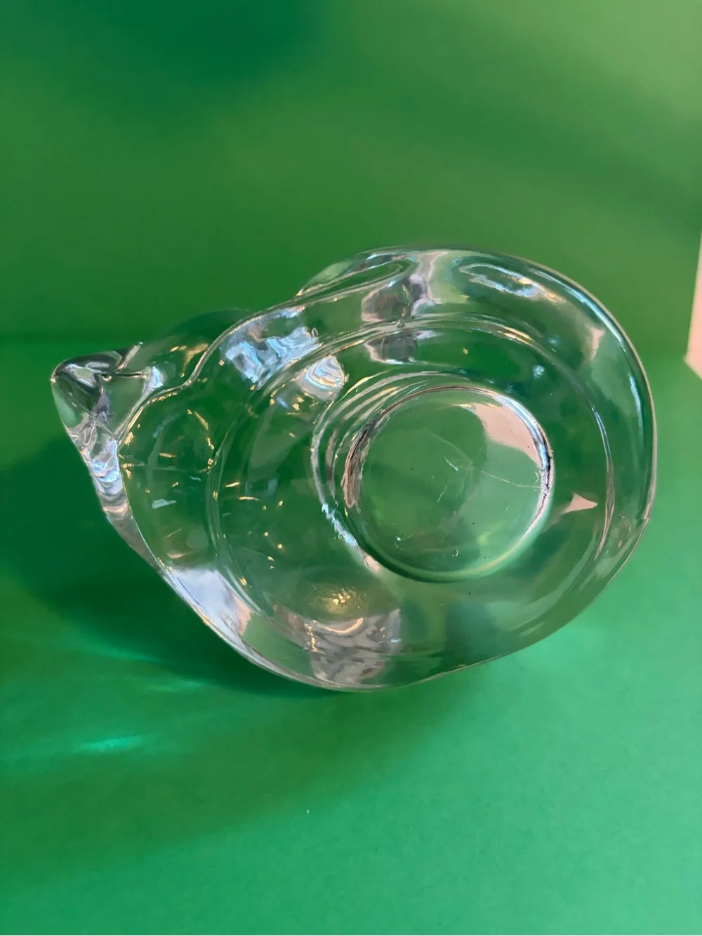 Clear Glass Cat Candle Holder Trinket Dish Paperweight